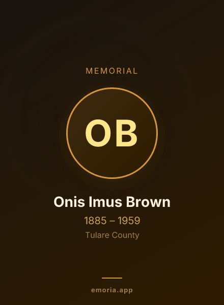 Memorial portrait of Onis Imus Brown