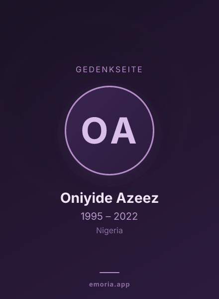 Gedenkportrait von Oniyide Azeez