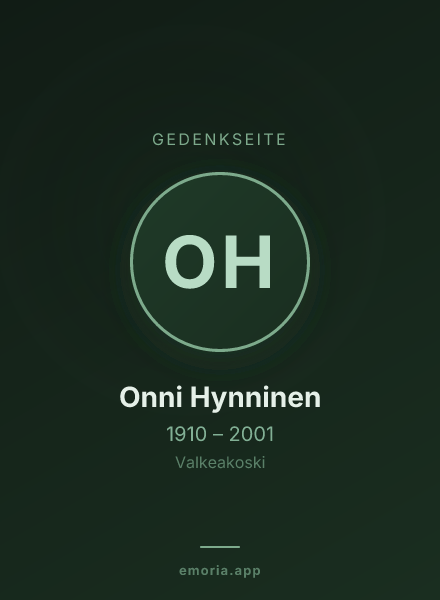 Gedenkportrait von Onni Hynninen