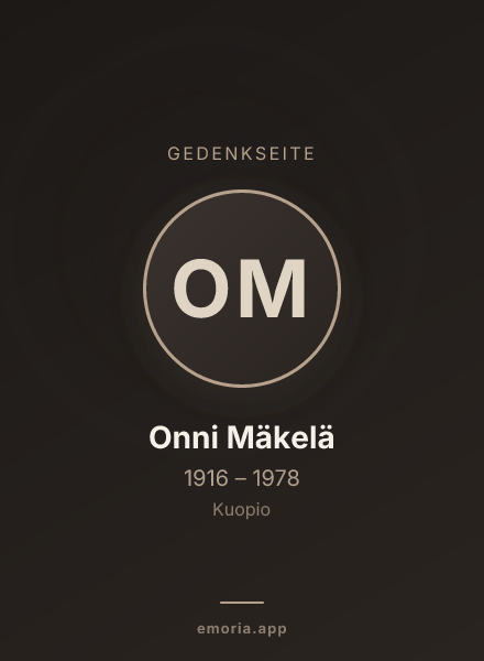 Gedenkportrait von Onni Mäkelä