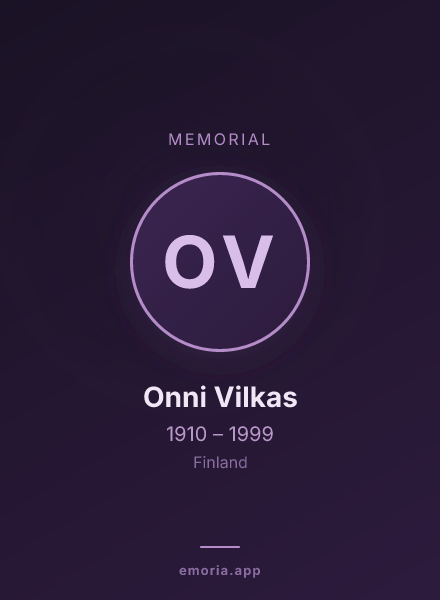 Memorial portrait of Onni Vilkas