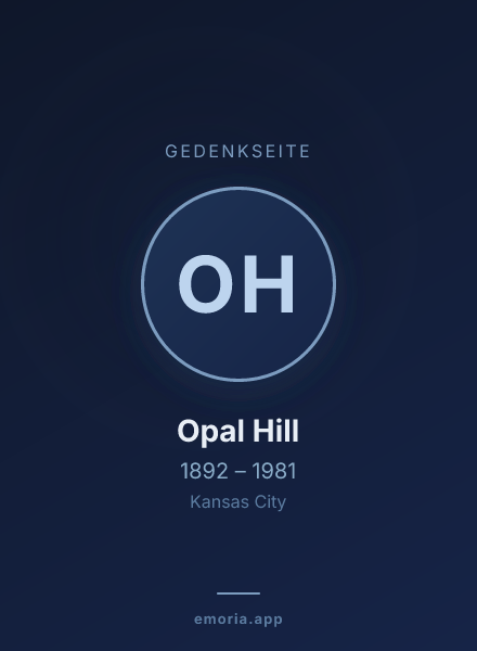 Gedenkportrait von Opal Hill