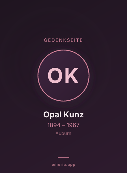 Gedenkportrait von Opal Kunz