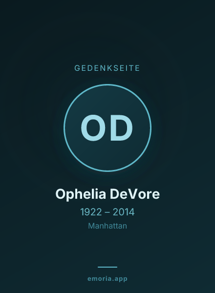 Gedenkportrait von Ophelia DeVore