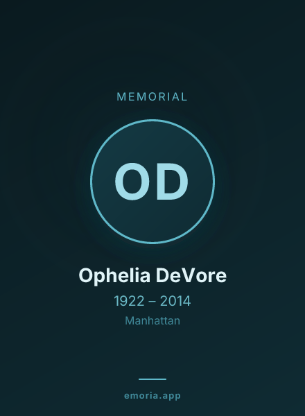 Memorial portrait of Ophelia DeVore