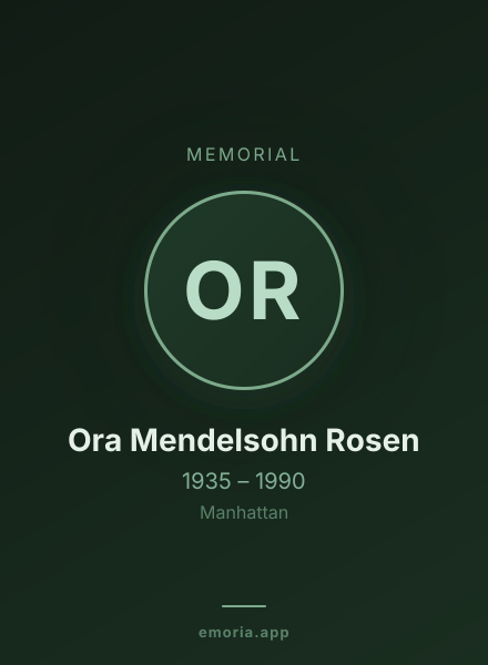 Memorial portrait of Ora Mendelsohn Rosen
