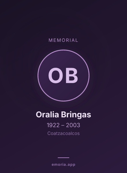 Memorial portrait of Oralia Bringas