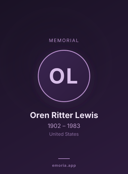 Memorial portrait of Oren Ritter Lewis