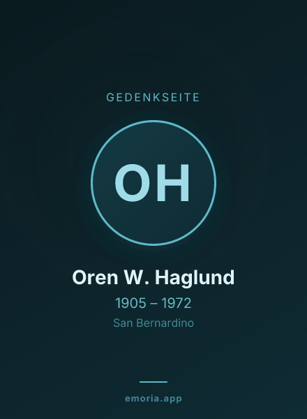 Gedenkportrait von Oren W. Haglund
