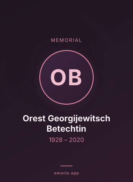 Memorial portrait of Orest Georgijewitsch Betechtin