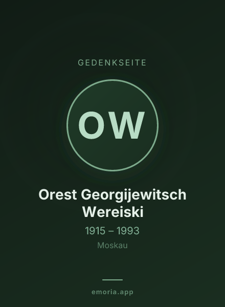 Gedenkportrait von Orest Georgijewitsch Wereiski