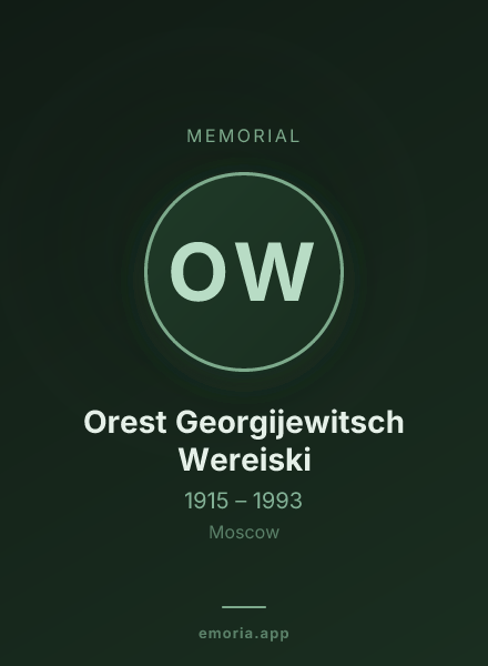 Memorial portrait of Orest Georgijewitsch Wereiski
