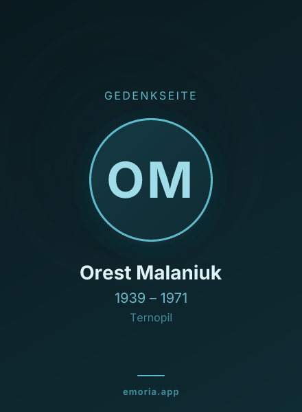 Gedenkportrait von Orest Malaniuk
