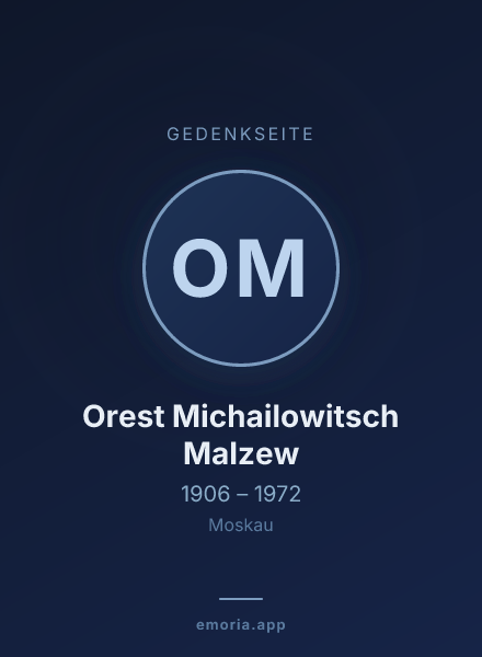 Gedenkportrait von Orest Michailowitsch Malzew