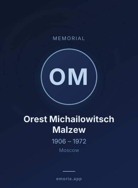 Memorial portrait of Orest Michailowitsch Malzew