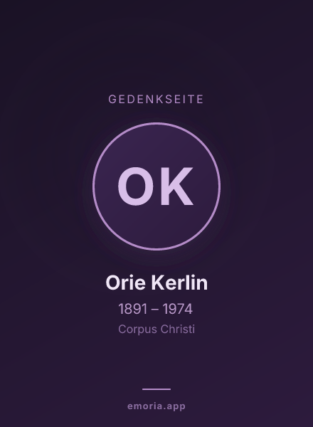 Gedenkportrait von Orie Kerlin