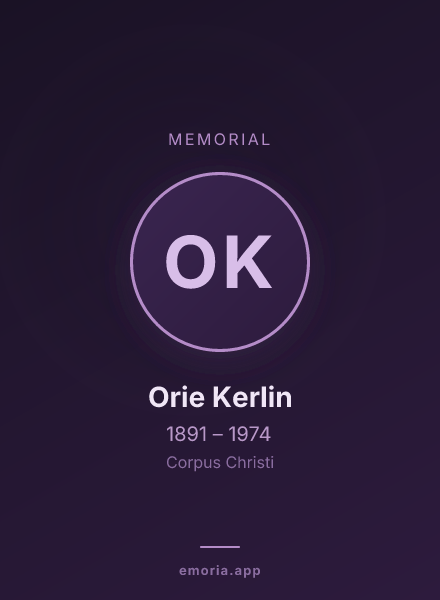 Memorial portrait of Orie Kerlin