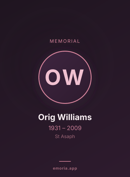 Memorial portrait of Orig Williams