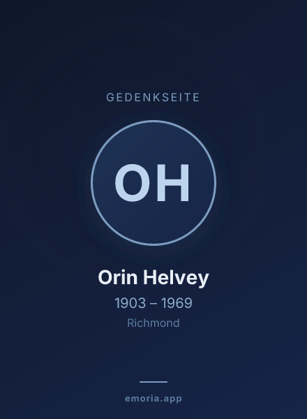 Gedenkportrait von Orin Helvey