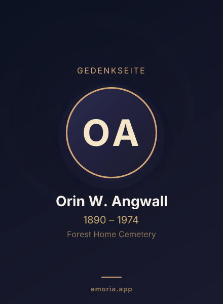 Gedenkportrait von Orin W. Angwall