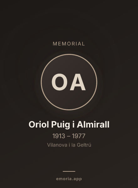 Memorial portrait of Oriol Puig i Almirall