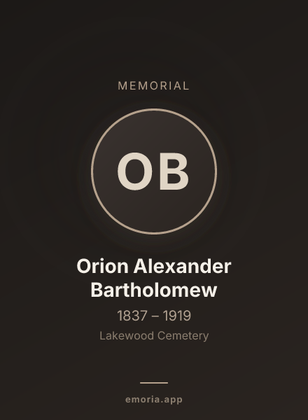 Memorial portrait of Orion Alexander Bartholomew