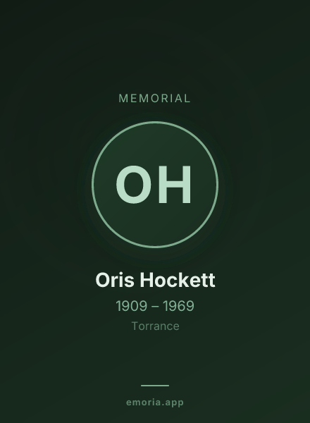 Memorial portrait of Oris Hockett