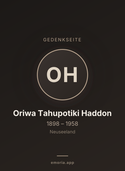 Gedenkportrait von Oriwa Tahupotiki Haddon