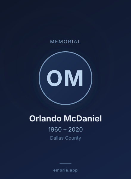Memorial portrait of Orlando McDaniel