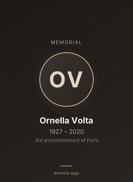 Memorial portrait of Ornella Volta