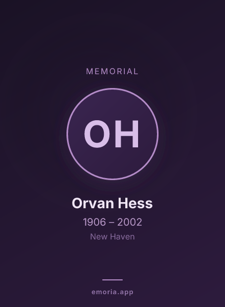 Memorial portrait of Orvan Hess