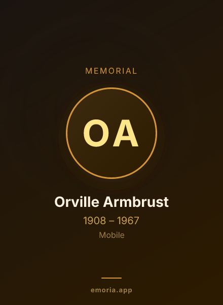 Memorial portrait of Orville Armbrust