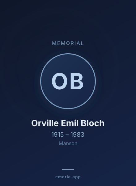 Memorial portrait of Orville Emil Bloch