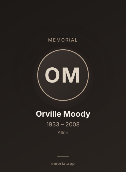 Memorial portrait of Orville Moody