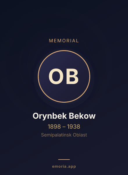 Memorial portrait of Orynbek Bekow