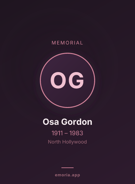 Memorial portrait of Osa Gordon