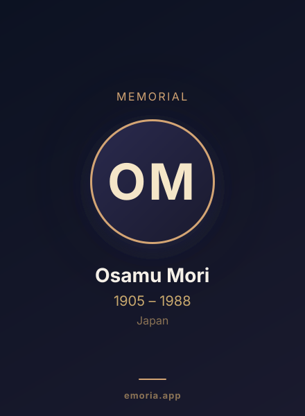 Memorial portrait of Osamu Mori