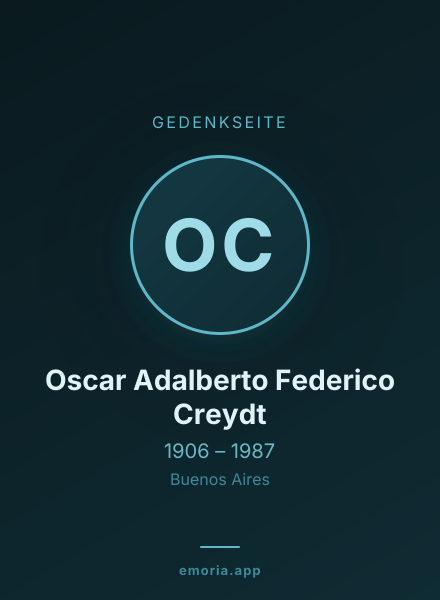 Gedenkportrait von Oscar Adalberto Federico Creydt