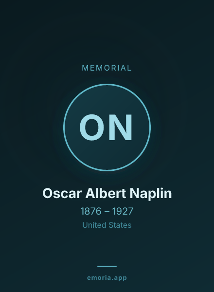 Memorial portrait of Oscar Albert Naplin