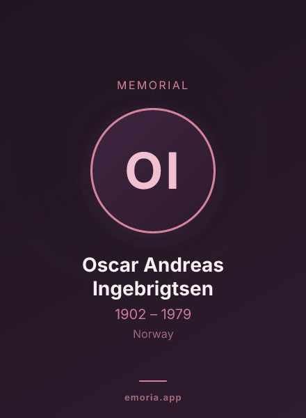 Memorial portrait of Oscar Andreas Ingebrigtsen