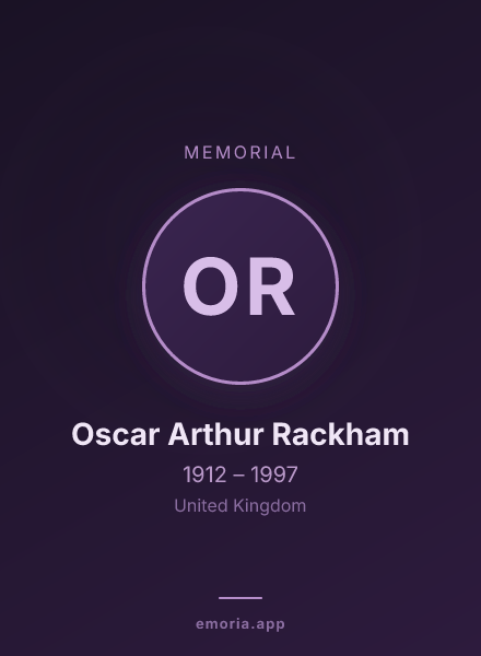 Memorial portrait of Oscar Arthur Rackham