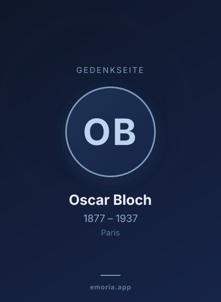 Gedenkportrait von Oscar Bloch