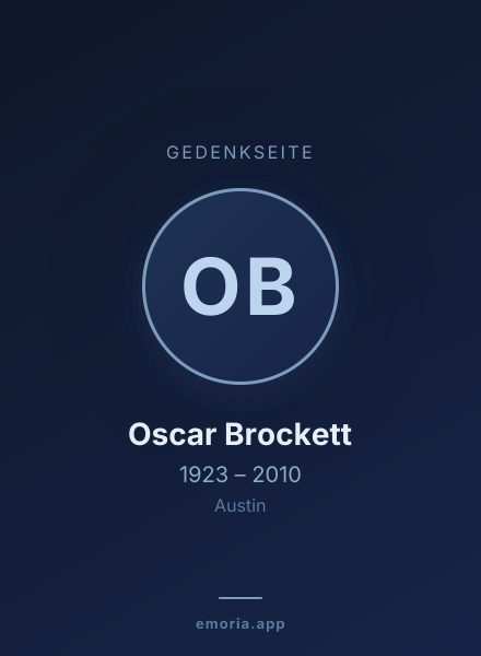 Gedenkportrait von Oscar Brockett
