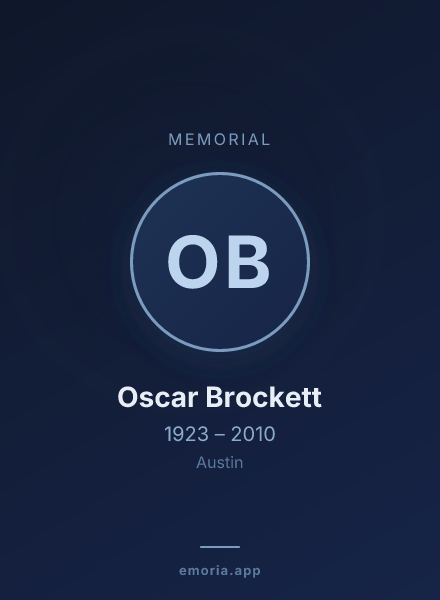 Memorial portrait of Oscar Brockett