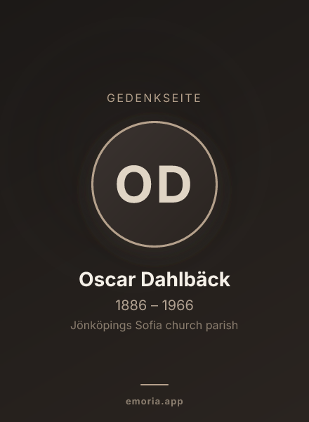 Gedenkportrait von Oscar Dahlbäck