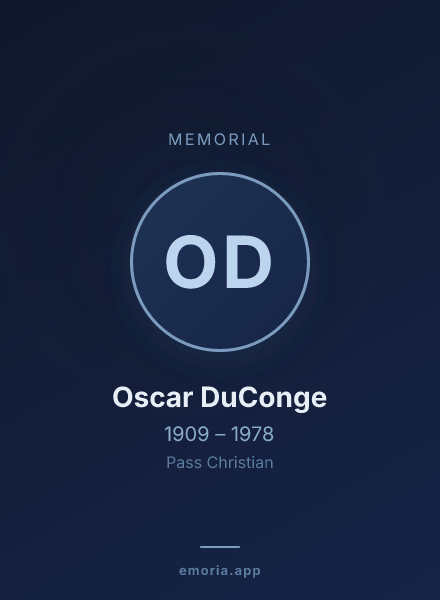 Memorial portrait of Oscar DuConge
