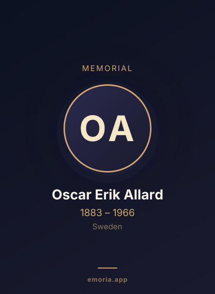 Memorial portrait of Oscar Erik Allard