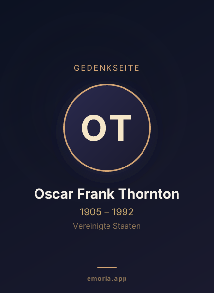 Gedenkportrait von Oscar Frank Thornton
