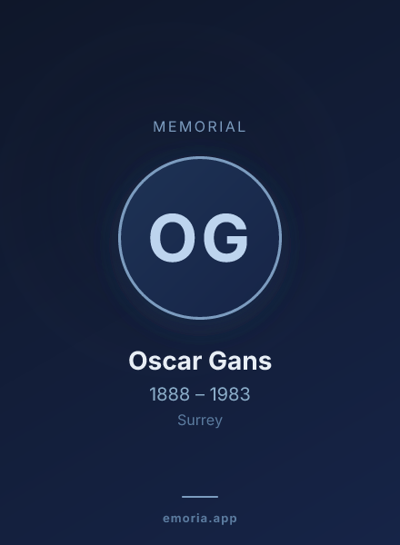 Memorial portrait of Oscar Gans