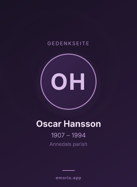 Gedenkportrait von Oscar Hansson